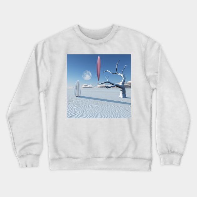 UFO in surreal desert Crewneck Sweatshirt by rolffimages